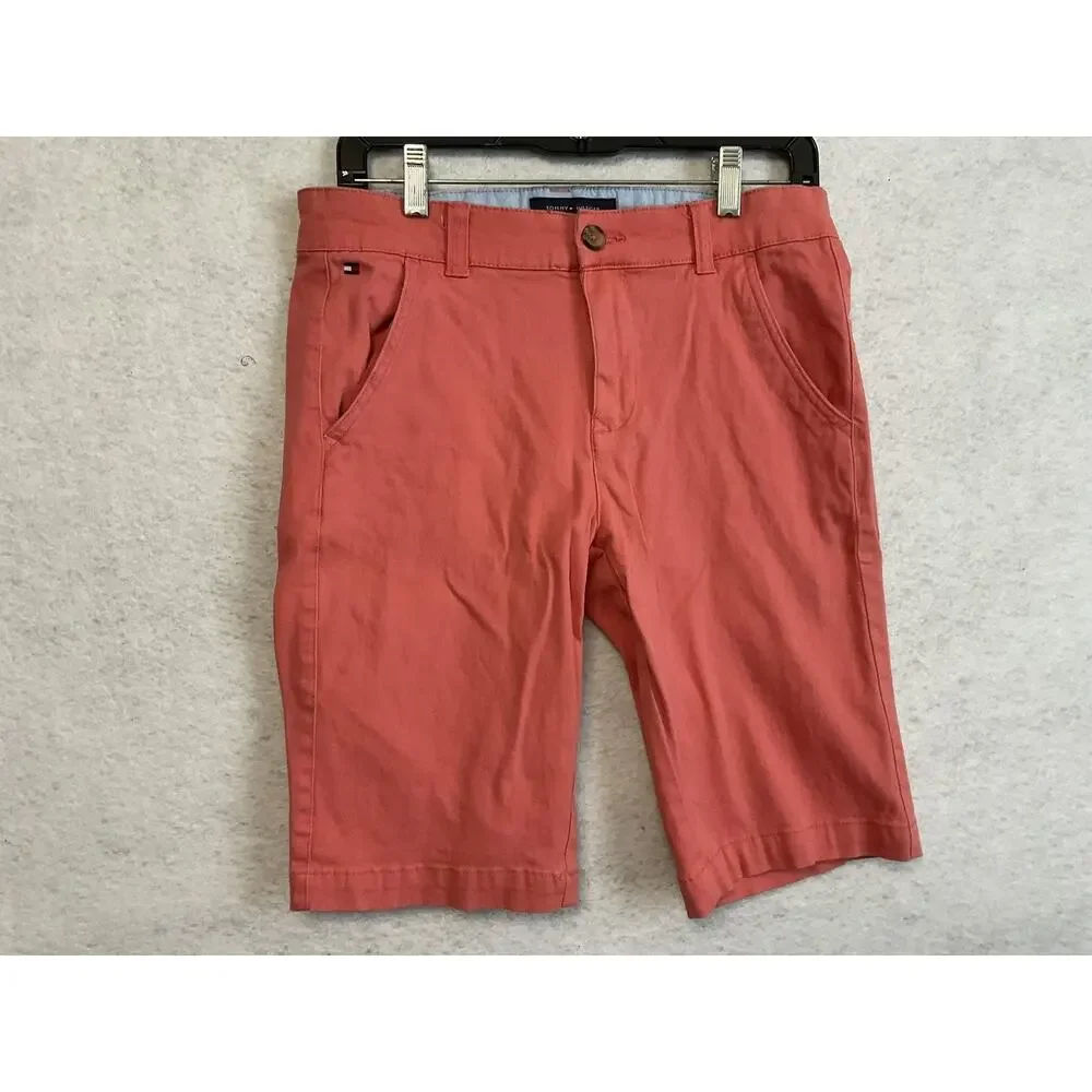 Tommy‎ Hilfiger Shorts Boys 16 Pink Chino Flat Front Twill Stretch Summer